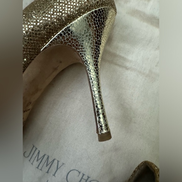 Jimmy Choo Gold Sparkle Heels - Picture 6 of 6